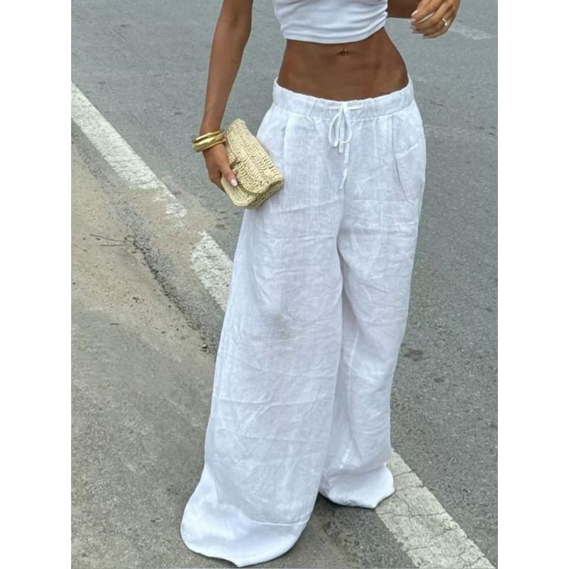 Women Summer Loose Fit Wide Leg Casual Long Pants S