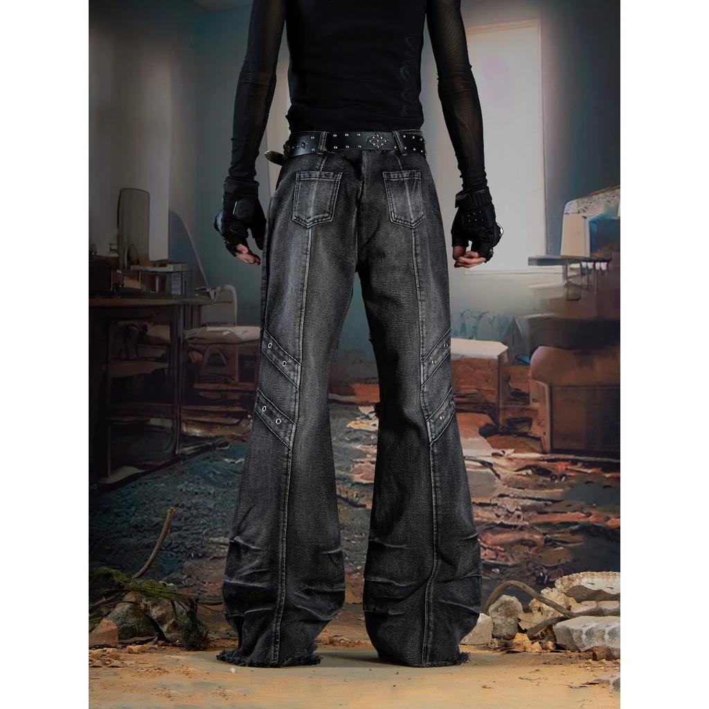 BeatStreet Design Oscuros Calle Principal Super Industria Pesada Deconstruidos Bolsillos Múltiples Costuras Pliegues Pinzados Pantalones Vaqueros Bootcut