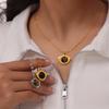 Retro Tiger Eye Fish Mouth Titanium Steel Necklace for Women - Fashionable Light Luxury Design