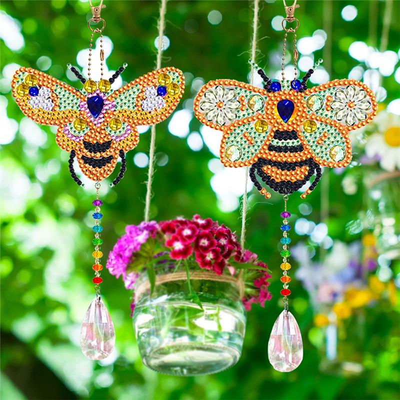 Good-6 Pieces Wind Spinner DIY Painting Wind Chime Double Sided Paint Hanging Ornament For Garden (Bees + Insects + Birds)