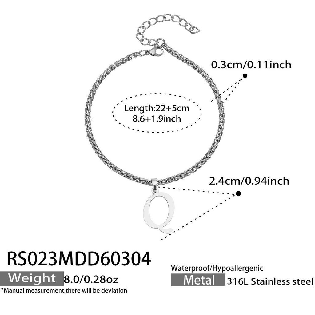 26-Letter Pendant Anklet: Stainless Steel Simple Design Foot Jewelry