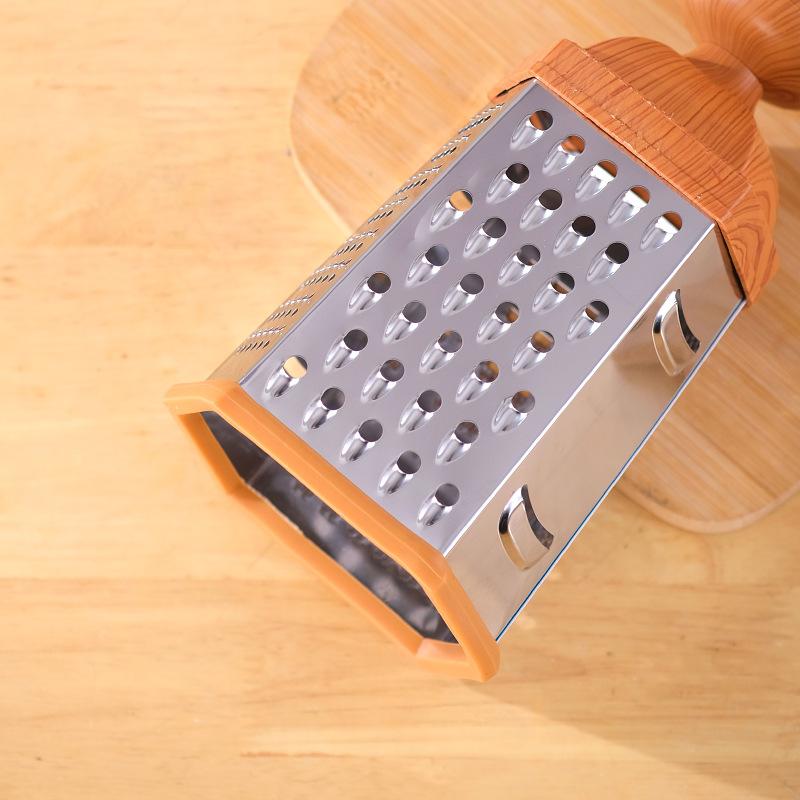 Kitchen multi-functional shredding artifact, potato slicer, six-sided vegetable planer, imitation wooden handle, melon fruit wiping silk, four-sided