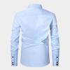 Camisa de Manga Comprida Masculina: Corte Justo, Bicolor, Elasticidade em Quatro Direções, Casual e de Negócios, Tamanho Grande