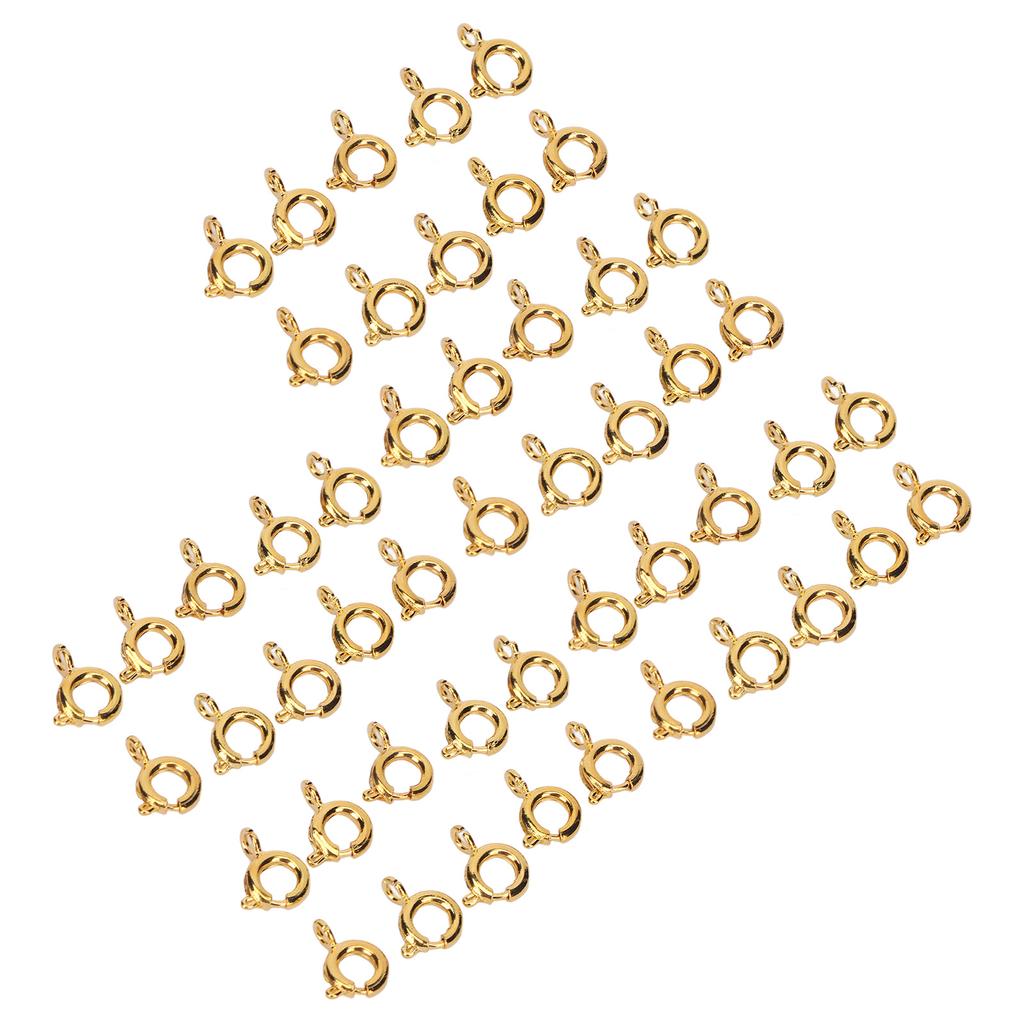 50 Pcs Spring Ring Clasps 6mm Diameter 1.5mm Hole Decorative Copper Round Clasps for Jewellery Gold