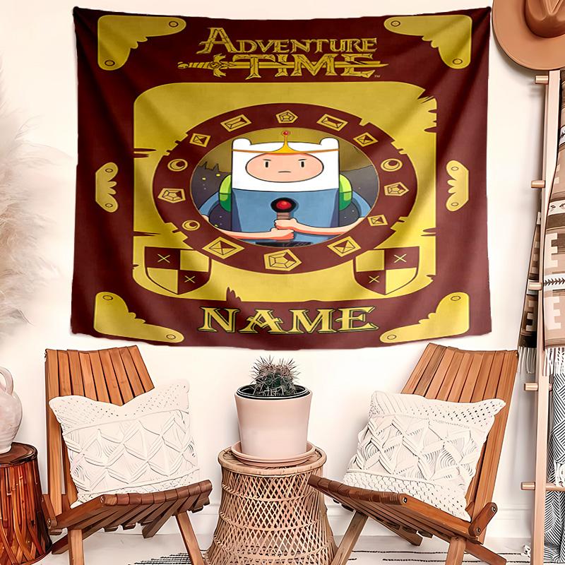 Personalized Adventure Time Background Tapestry,Custom Name Birthday Party,Multifunctional Wall Decoration for Home Decor,Various Occasions