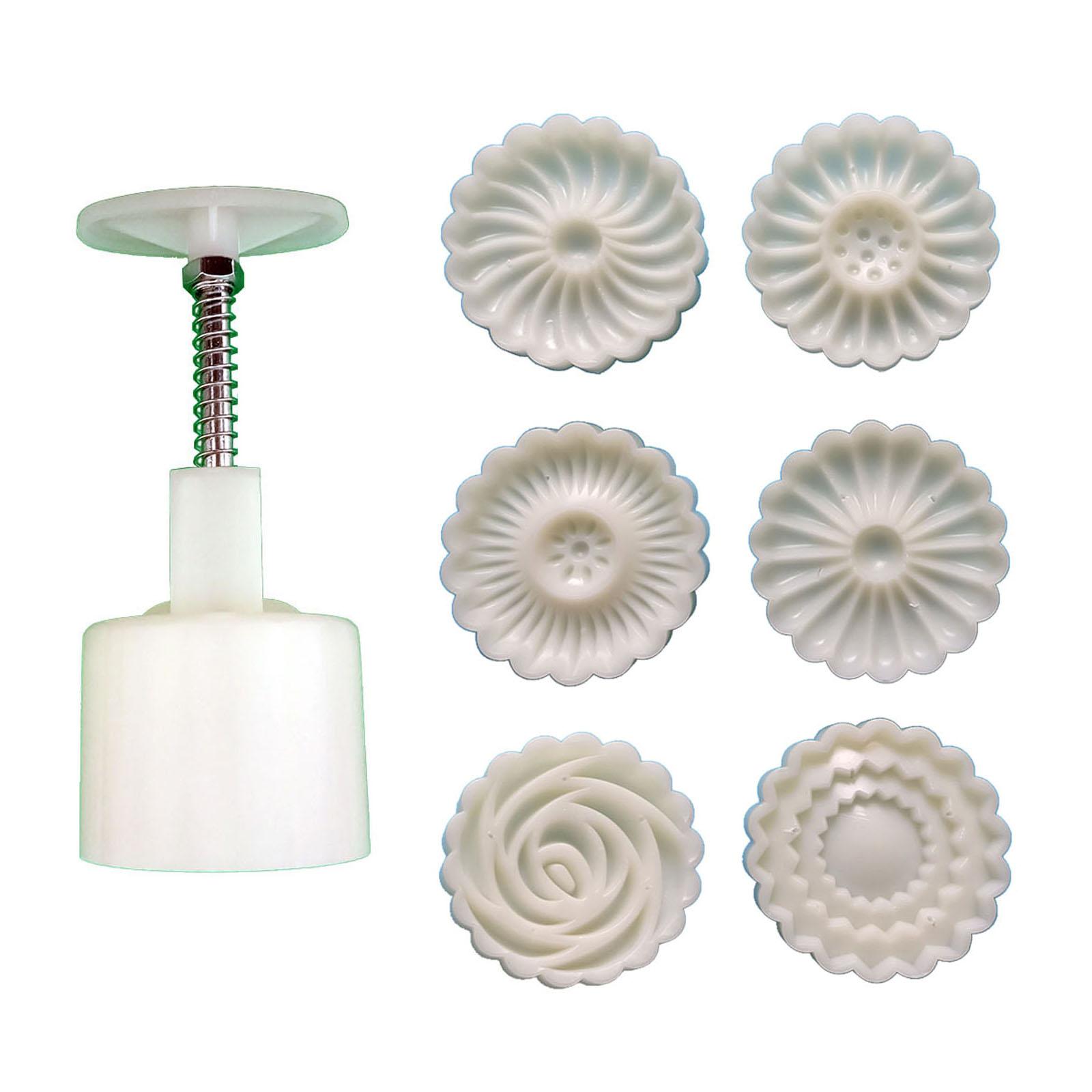 Plastic Mooncake Stamp Chrysanthemum Shape Mooncake Mold Festival DIY Hand Press Mooncake Cutters Pastry Decorating Tool 1