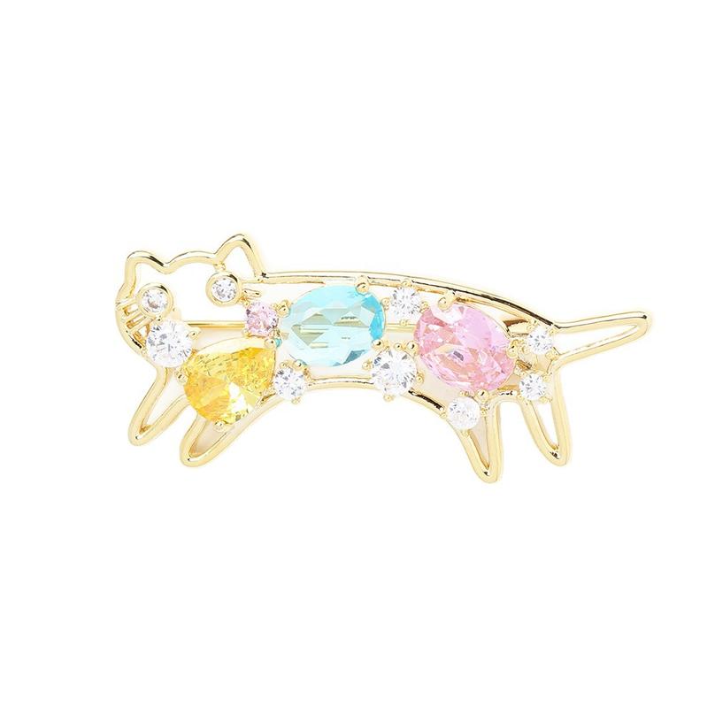 

Punk Cat Brooch for Men Women Fashion Cat Animal Brooches Pins Trendy Accessories Birthday Gifts 2026 золотой