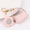 Portable Leather Pendant Mini Flower Mirror Handbag Keychain For Women Girls Personalized Keyring Backpack Decoration Gifts