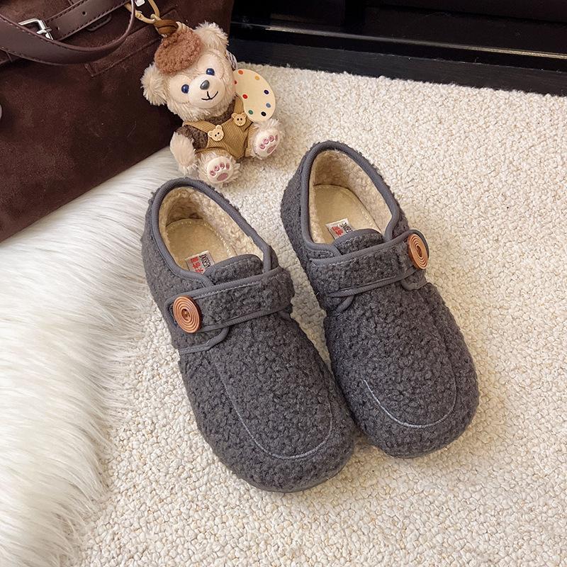 2025 New Winter Soft-soled Mary Jane Fashion Commuter Piled Thickened Warm Flat-soled Cotton Shoes Women's Fluffy Shoes