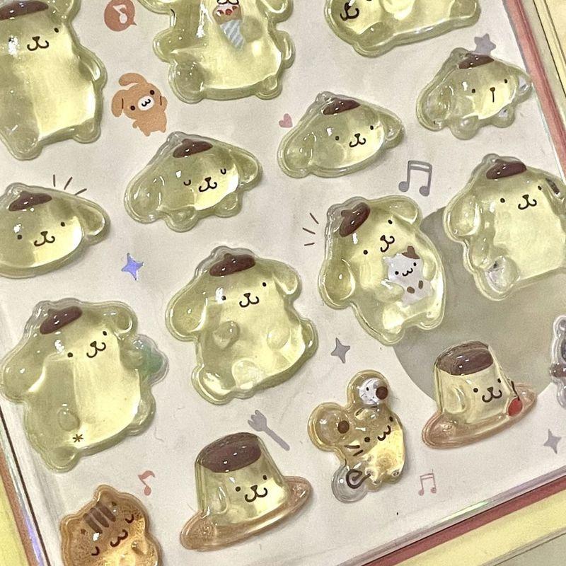 Cinnamoroll Kuromi My Melody Pompom Purin 3d Resin Stickers Set Anime Themed Diy Scrapbooking Decoration Gifts Collectible Toys