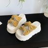 Fashion High Platform Sandals New 2025 Women Thick Sole Slippers Woman Chunky Shoes Summer Casual Beach Bead Slides Zapatos Mujer 8CM