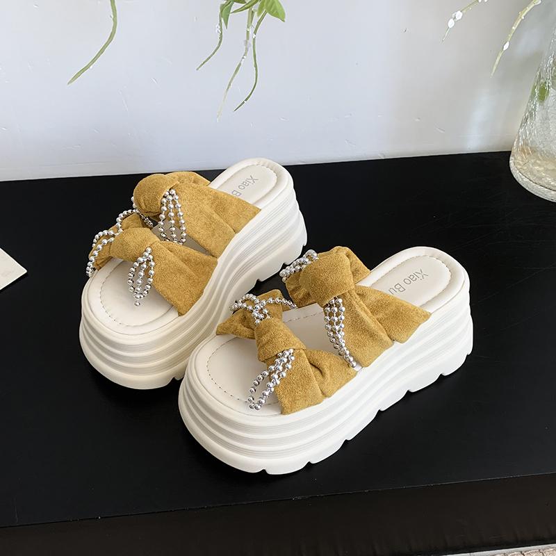 Fashion High Platform Sandals New 2025 Women Thick Sole Slippers Woman Chunky Shoes Summer Casual Beach Bead Slides Zapatos Mujer 8CM