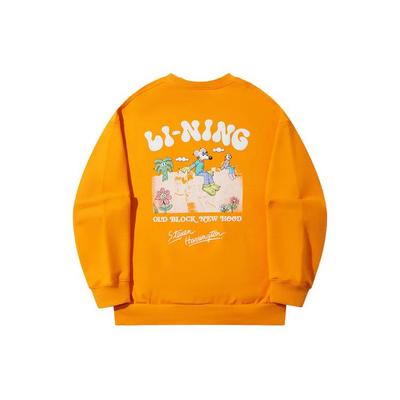 Li Ning X Steven Harrington Kollaboration Skateboard Serie Cartoon-Print Überschnittene Schultern Lockerer Schnitt Rundhals-Sweatshirt Unisex-Sweatshirt AWDTD09-3