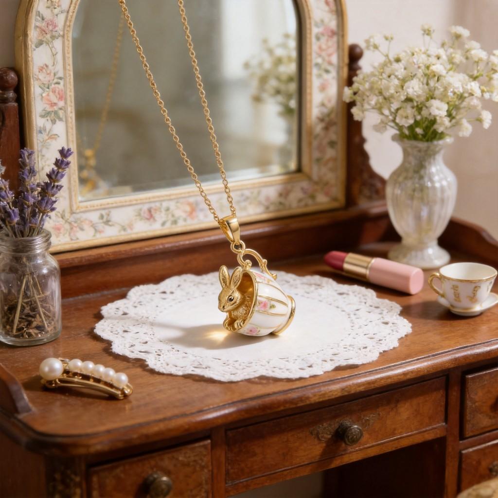 Animal Charm Necklace With Bunny Cat Fox Pendant For Women Gift