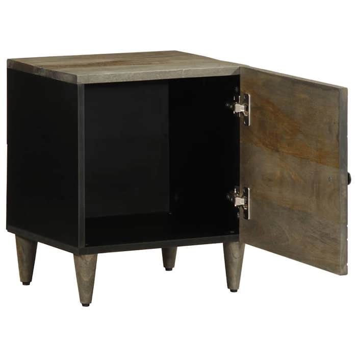 VidaXL Table de chevet gris clair 40x33x46 cm bois de manguier solide, armoire de lit, meuble de chambre à coucher, table de 4017788