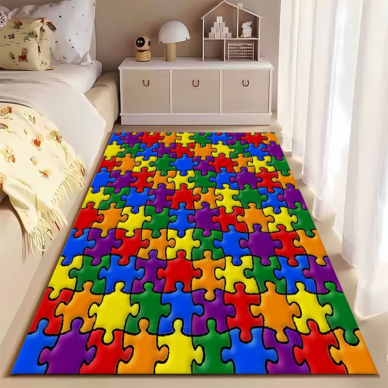 Colorful Puzzle Pattern Carpet suitable as a non-slip mat for the living room or bedroom sofa