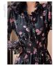 Korean Style Floral Ruffled Dress - Sweet Vacation, Waist-Cinching, Long Frilly Edge Design