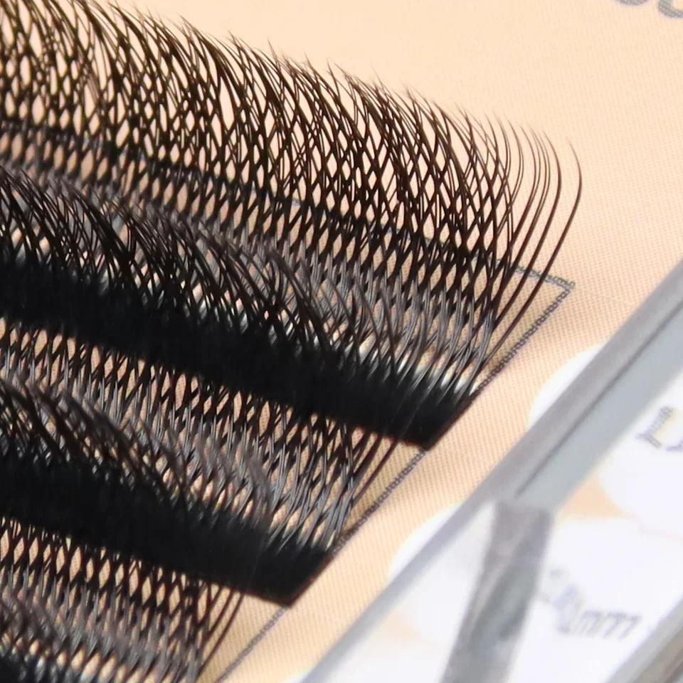 ANNAFRIS 3D W Shape Synthetic Hair Natural Long Automatic Flowering Bloom False Lashes 2Tips Black Premade Eyelash Extensions