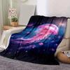 1pc Jellyfish Printing Lightweight Flannel Blanket, Comfortable and Warm Blanket, for Camping Sofa Bed and Couch Office, In All Seasons