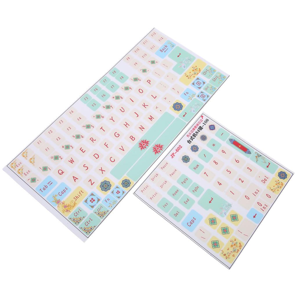 2Pcs Mechanical Keyboard Sticker Frosted Surfaces Cute Cartoon Clear Pattern PVC Keyboard Sticker