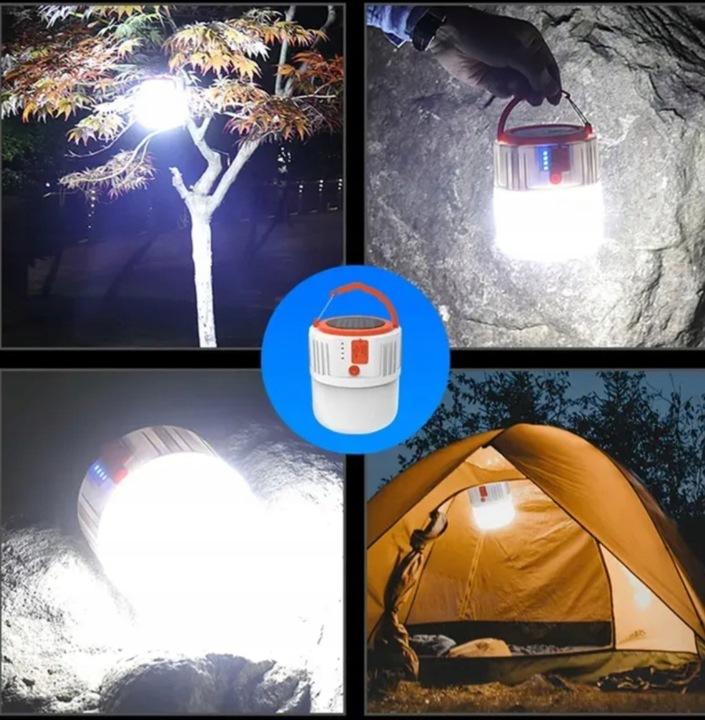 Lampa Kempingowa Led Turystyczna Solarna Powerbank
