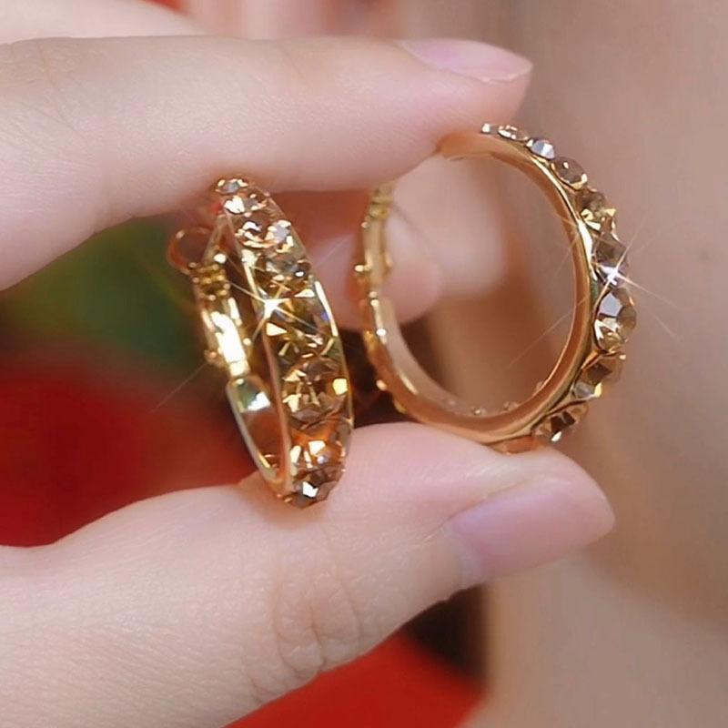 Exquisite Brown Zircon Circle Earrings For Women Fashion Personalized Daily Accessory Party Jewelry Birthday Anniversary Gifts