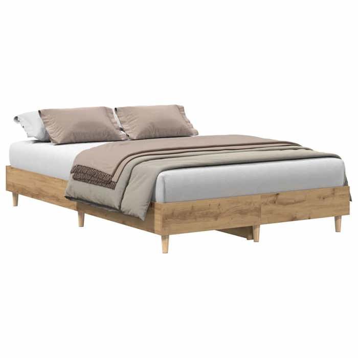 VidaXL Bed Frames Without Mattress Artisan Oak 135x190 Cm, Bedroom Furniture, Bed Base, Double Bed, Bed, Bed Frame, 861074