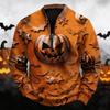 Men's Casual Retro Half Zip Long Sleeve Sweatshirt with Halloween Print