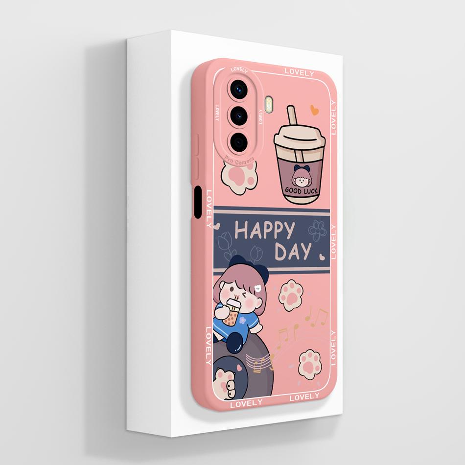 Case For Huawei Nova Y70 Plus Art Bear Full Coverage Anti Drop Funda For Huawei Nova Y 70 Y70+ Liquid Silicone Phone Back Cover