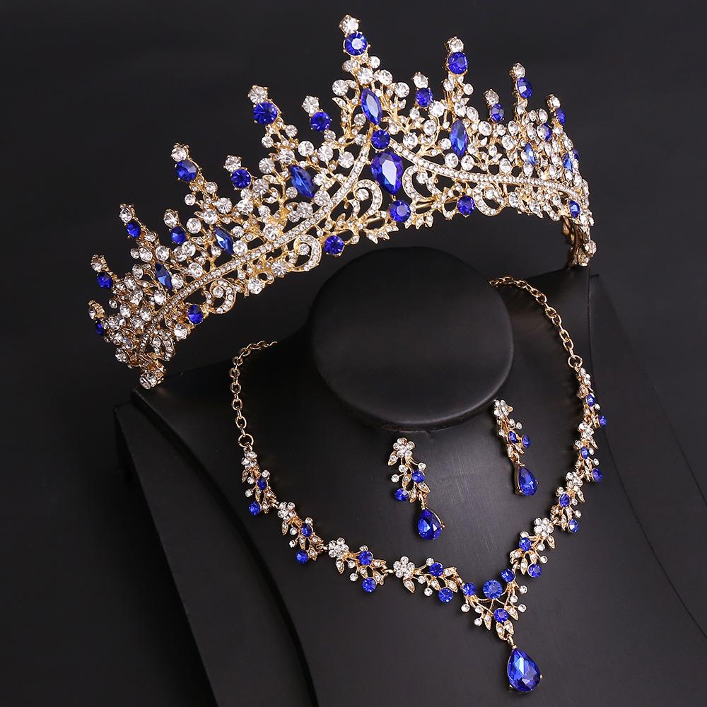 DIEZI Baroque Bridal Opal Crystal Crown Princess Queen Luxury Water Drop Tiaras Necklace Earrings New Wedding Party Jewelry Sets