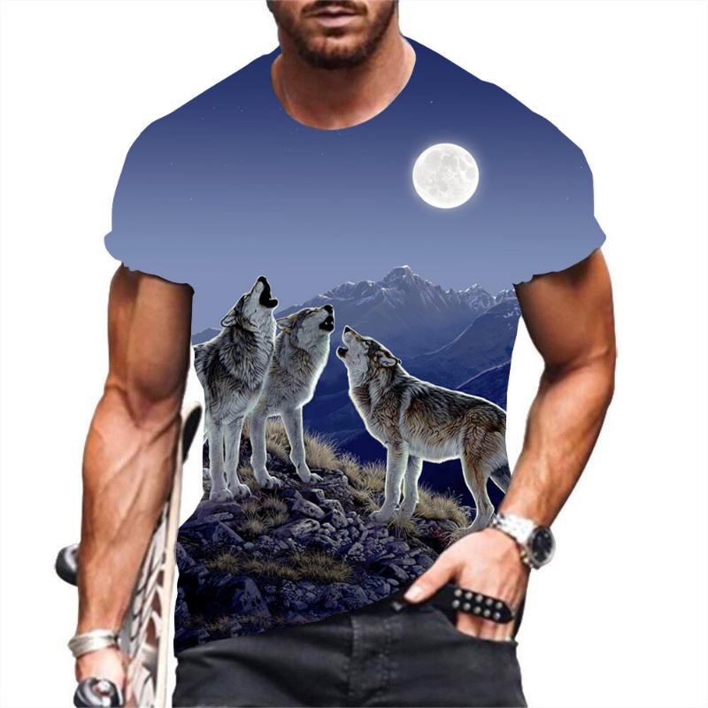 Fashion Men's Crew Neck Short Sleeve 3D Casual Color Printing Casual Short Sleeve Crew Neck T-Shirt