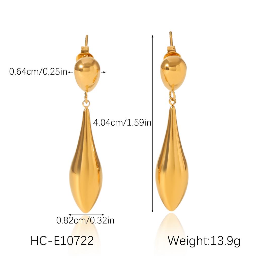Phoenix Trendy Fashionable Personality 18K Gold Plated Stainless Steel Teardrop Earrings for Women, High-end Ins Style