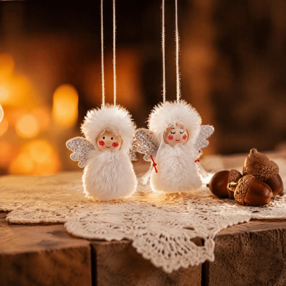 2PCS Hanging Christmas Plush Girl Doll Pendant Cartoon Short Plush Doll Decoration  Party