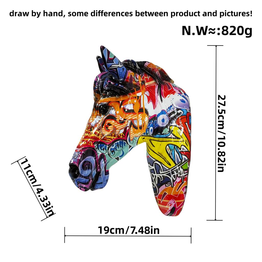 Home Use Decoration Colorful Horse Head Wall Hanging Ornaments Living Room Decoration Living Fine Room Entrance Decoration Resin Crafts