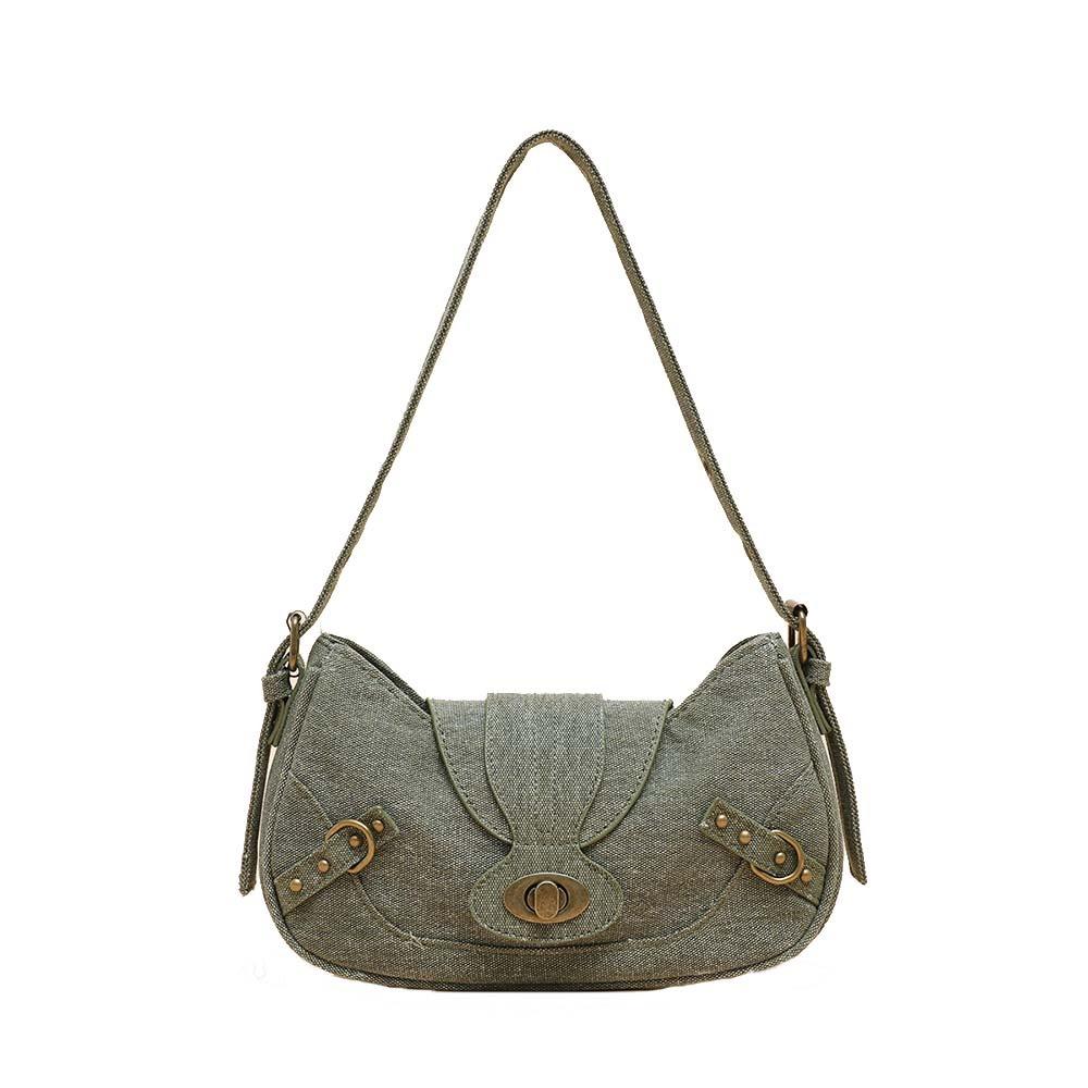 Solid Color Wasteland Punk Shoulder Bag Korean Style Korean Style Handbag  Girls/Female зелёный