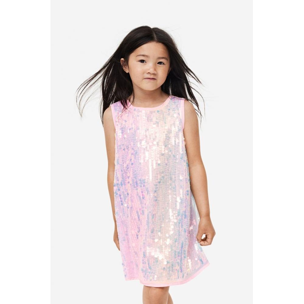 

H&M sequin A-line dress light pink/sequins