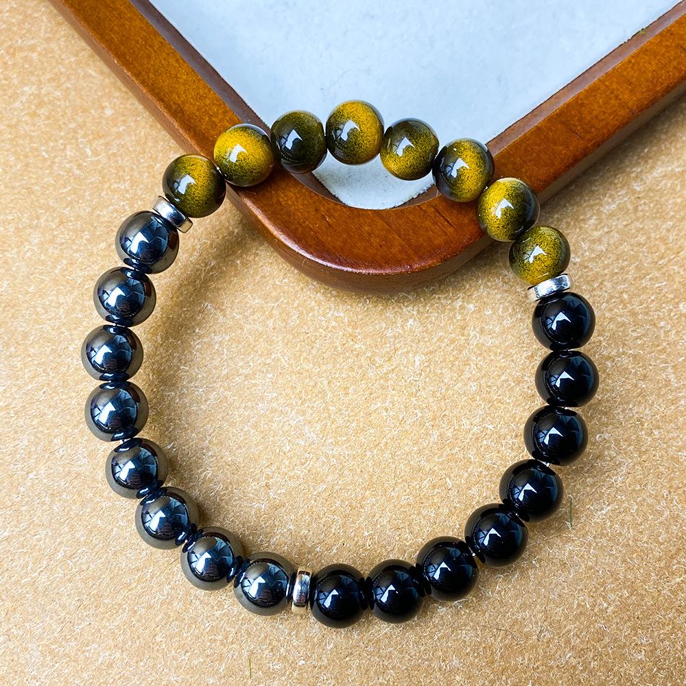 Tigerauge, Obsidian und Hämatit Elastisches Armband