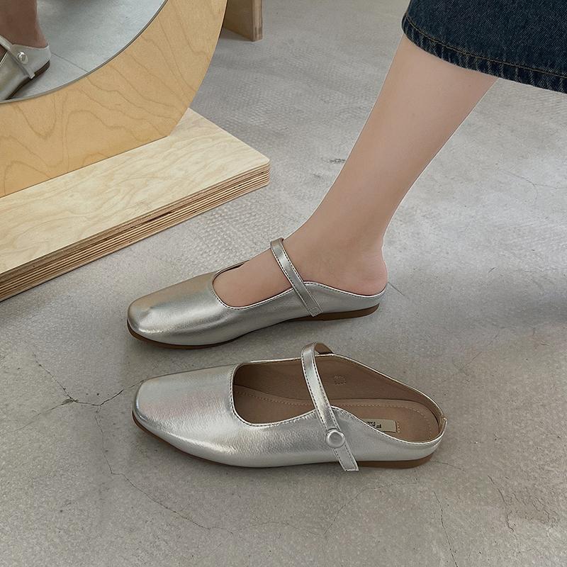 New Style Pure Color Baotou Slippers Women Fashion Simple and Comfortable Low Heel Women Shoes Casual Luxury Muller Shoes Women