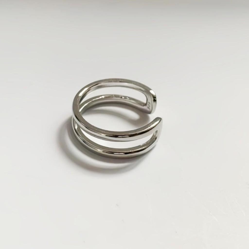 Korean Style Double Layer Open Index Ring for Women - Smooth, Simple Design
