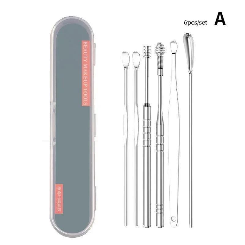 6/7Pcs Set Ear Wax Pickers Cleaning Stainless Steel Earpick Wax Remover Curette Ear Pick Cleaner Ear Cleaner Spoon Care Ear