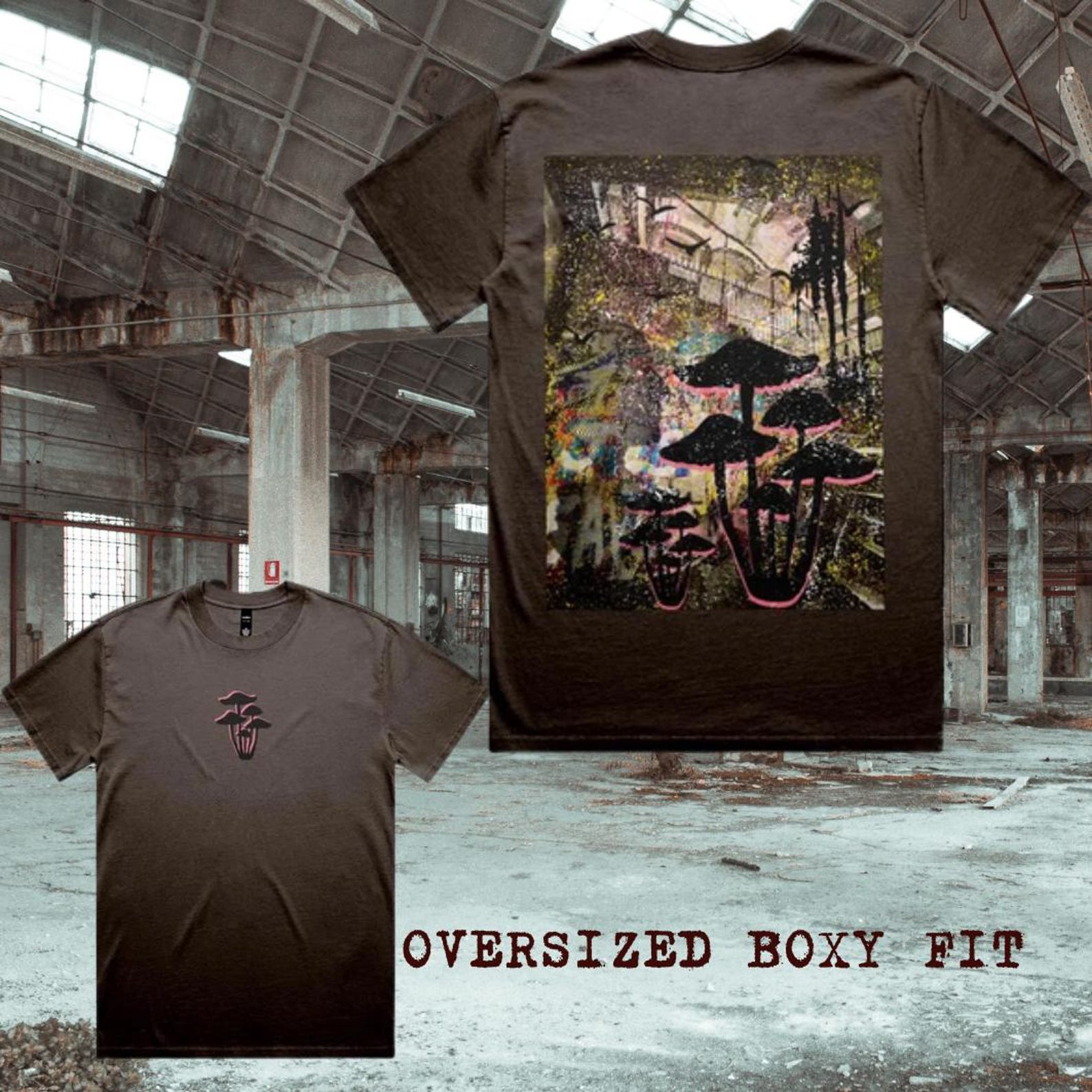 Overized Grunge T-Shirt,Alternative Mushroom Art Shirt,90s Grunge Style Tee,Art Graphic Tee,Vintage Vibes Shirt,Distressed Aesthetic T-Shirt 4XL