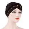 Ensfarget Milk Silke Muslim Hat Bohemian Beads Flettet Elastisk Dame Dame Myk India Cap Beanie