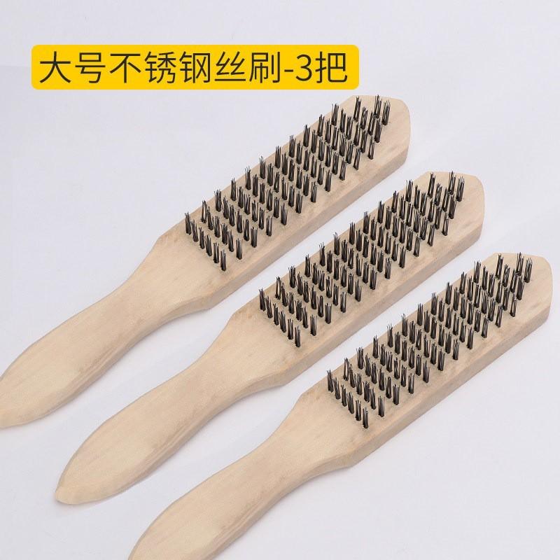 Heavy Duty Wire Brush With Wooden Handle Rust Removal Metal Polishing Cleaning Steel Iron Copper