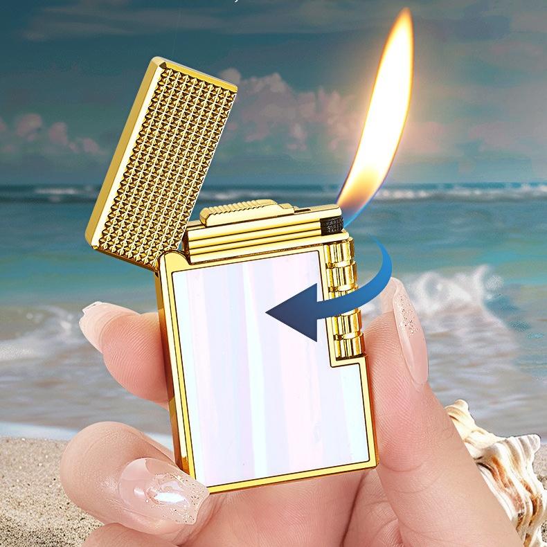 New Kalucai Shell Self-igniting Lighter Side Slide Wheel Self-Inflating High-End Retro Gift for Boyfriend