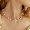 Silver 3mm  Pearl Curved Chain Necklace #LSN03