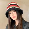 Versatile Color Blocked Knitted Fisherman Hat Korean Outdoor Windproof and Warm Wool Hat Casual Face Showing Small Basin Hat New