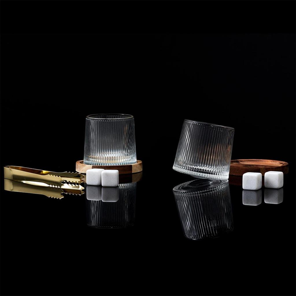 Set di 2 bicchieri da whisky con sottobicchieri