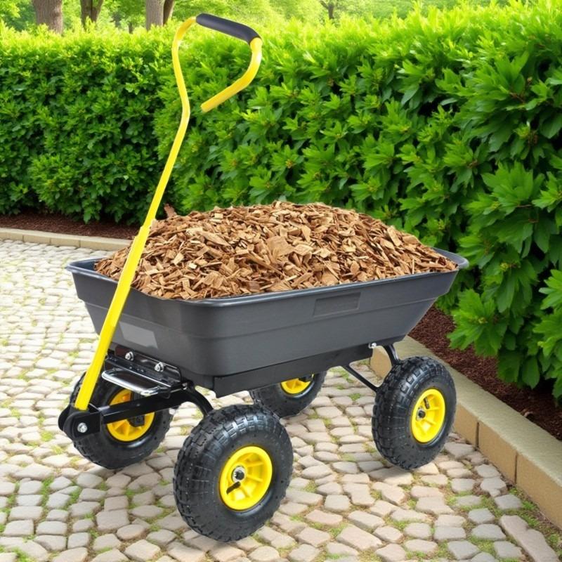 2026 Four-wheel plastic dump truck self-unloading trailer hand-pulled tool vehicle garden vehicle