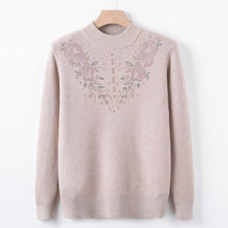 New mother's autumn and winter plush sweater medium and old women's clothing integrated plush warm bottoming shirt grandma autumn top