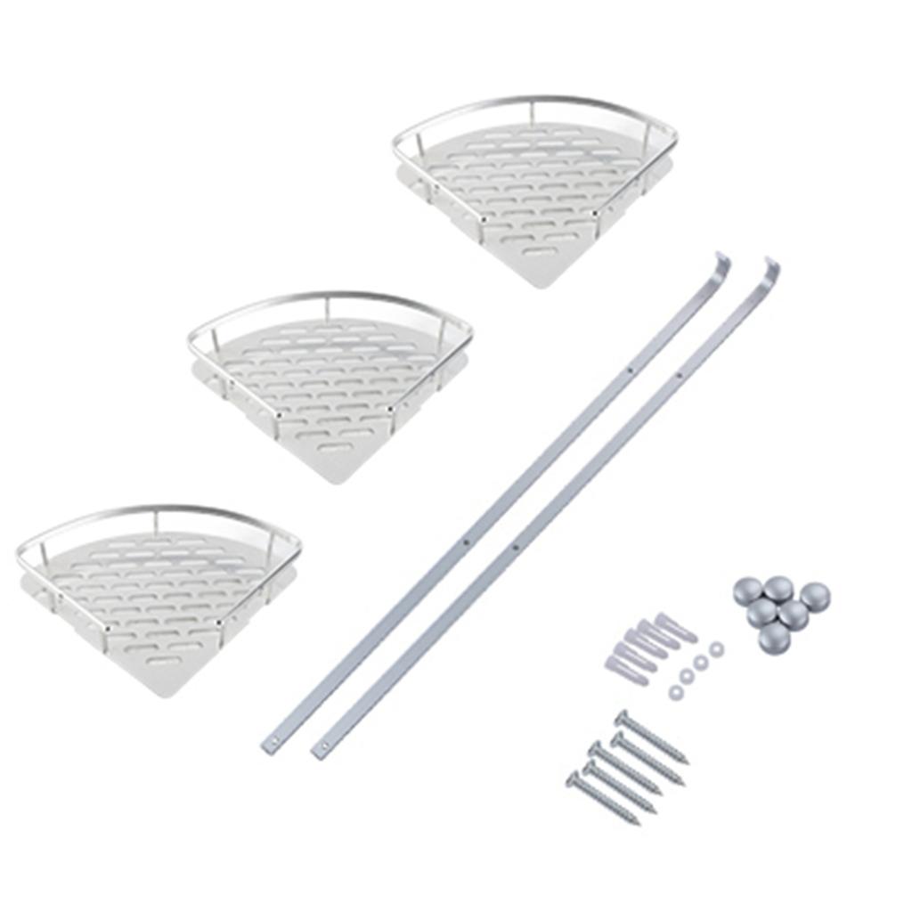 Aluminum Triangular Shelf Space Saving Bathroom Wall Corner Rack Easy Install for Shampoo Soap Storage Bathroom Organization